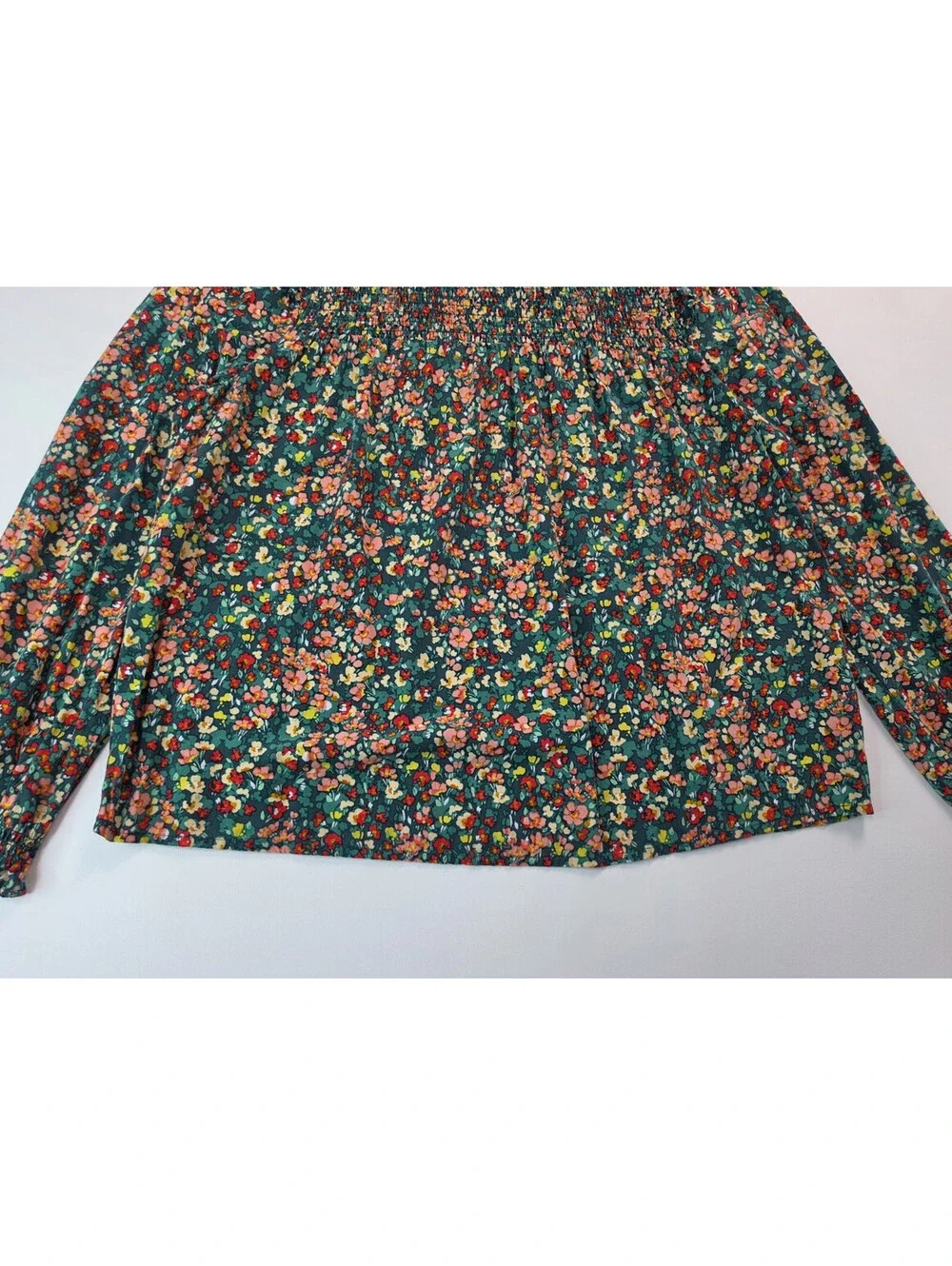 J Crew Floral Smockeed Ruffleneck Top Blouse Womens Size Medium M